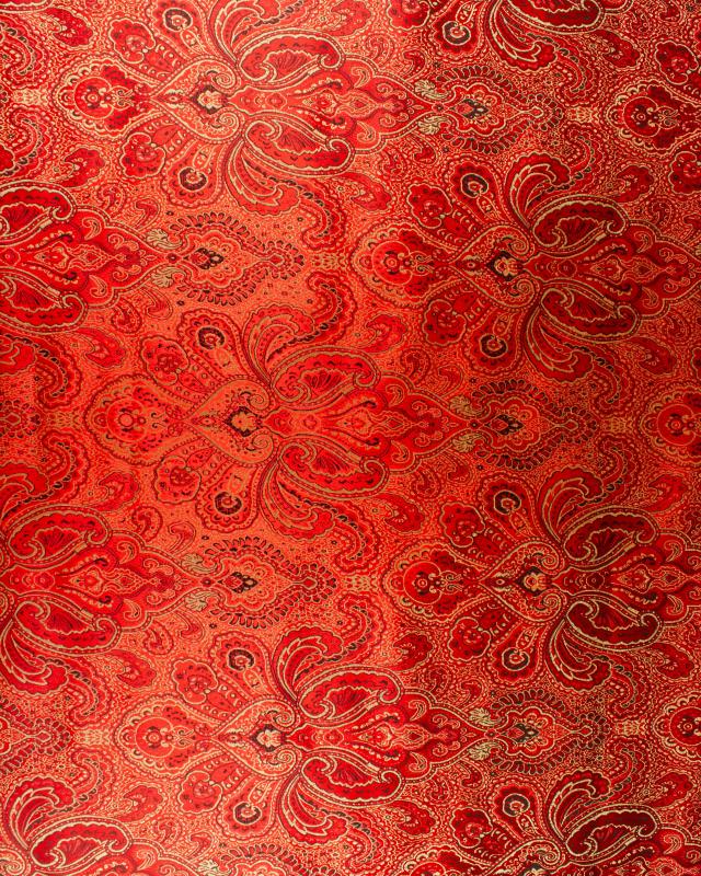 Satin jacquard Indien paisley Rouge - Tissushop